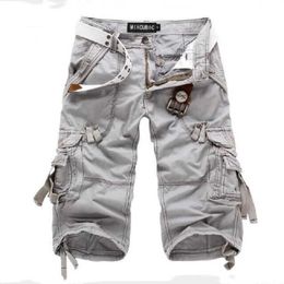 Summer Cargo Shorts Men Casual Workout Military Army Men's Multi-pockets Calf-length Short Homme Clothing 210714