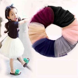 12 Colours Tulle Skirt Kids Fashion Toddler Baby Solid Ball Gown Skirts Black Pink White Red Tutu Girl Clothes 1-11Yrs 210622