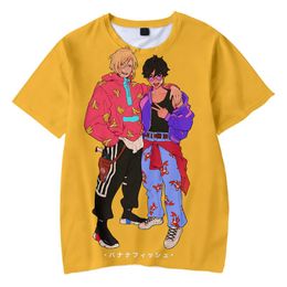 Homens camisetas Aime banana peixes moda 3d tshirt amarelo kpop casual tee meninos e meninas tendência verão anime suave crianças