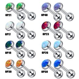 Other 16G Opal CZ Stud Stainless Steel Tragus Ear Cartilage Helix Earring Body Percing Jewellery
