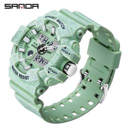 SANDA Military Watch Men's Sports Waterproof Watch Stopwatch Alarm Clock LED light Digital Watch Men's Large Dial Luminous Clock G1022