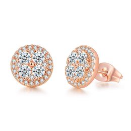 Mens Women Hip Hop Stud Earrings Jewelry High Quality Fashion Round Gold Silver Bling CZ Stone Earrings