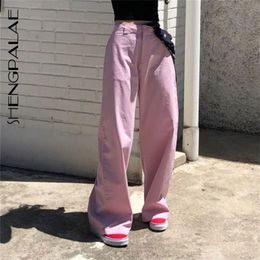SHENGPALAE Ins Fashion Hot Sale Women Trousers High Waist Solid Colour Casual Korean Style Autumn Female Pants FT458 201118