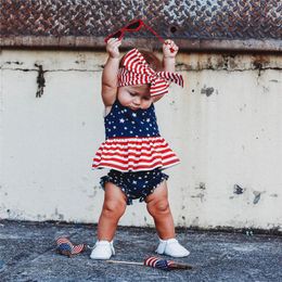 Drapeau Américain Étoiles Bandes 4th de juillet ange vêtements tenues pour Bébé Filles 