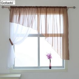 Fashion Asymmetry Design Living Room Window Drape Curtains Sheer Curtains Voile Kitchen Balcony Window Treatment Home Decor Y200421