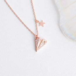 Pendant Necklaces Paper Airplane Shape Shiny Ladies Necklace Exquisite Silver Fashion Clavicle Chain Wedding Party Jewelry Bridesmaid Gift