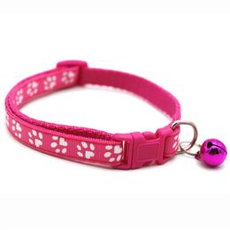 1.0 Footprint collars Pet Patch Dog Collar Cat Single with Bell Easy to Find leashes Length Adjustable 19-32cm new290F