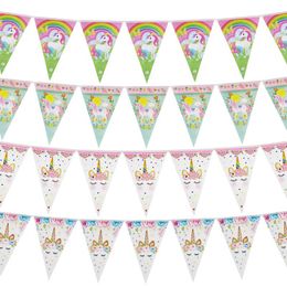 Paper Unicorn flag 1st Birthday Banner Happy Party Decorations Kids Little Mermaid Baby Shower Banner Wedding Garland