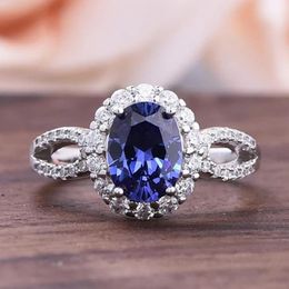 Cluster Rings 2021 Trend Vintage 925 Sterling Silver 8*10mm Sapphire Gemstone For Women Party Wedding Engagement Ring Anniversary Gift