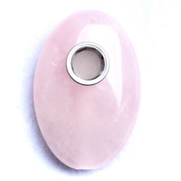 Mini portátil cor-de-rosa cor-de-rosa Cristal de quartzo palmeira gemstone fumar tabaco erva tubos de erva acessórios de cigarro com 3 pcs filtros grátis