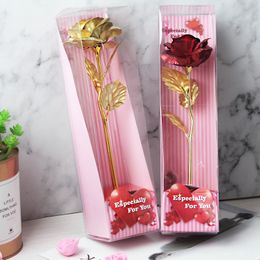 LED 24k Gold Foil Plated Rose Starry sky Party Favor luminous rose Flower Shock Light Golden Wedding Valentine's Day Christmas Gift