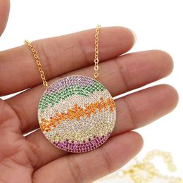 turkish evil eye jewelry gold filled mix multi cubic zirconia big round pendant micro pave cz colorful necklace