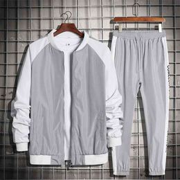 Men Tracksuit Two Piece Set Brand Men's Sets Sportswear Spring Autumn Jacket+Pants Casual Sports Suit Men Clothing Hip Hop 210722