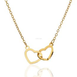 Women Stainless Steel Necklace Gold Chains Couple Heart pendant Necklaces Fashion Jewellery Will and Sandy
