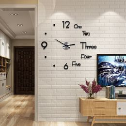 2022 настенные часы черный 3d дизайн 3D акриловый DIY настенные часы современный дизайн большие декоративные кварцевые часы бесшумное движение гостиная декоративные часы черный золотой 674 к2