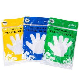 Est Disposable Food Grade Disposable Gloves 100pcs/bag Transparent Thickened Beauty Housekeeping Health with Colourful Retail Bag