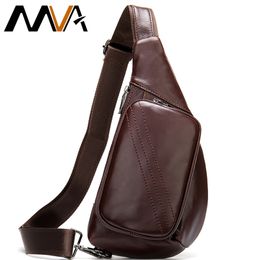 Shoulder Bag Genuine Leather Men's MVA 100% Hight Quality Waterproof Messenger Small Crossbody For Chest Pack Sling