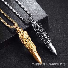 Changjin Lake army steel bullet Necklace double dragon sword bullet men's Necklace Pendant