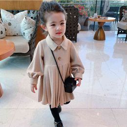 Bear Leader Autumn Winter Girls Dress Smart Casual Solid Colour Children's Clothing Delicate Princess Long Sleeves Dress For Girs G1215