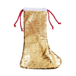 Sublimation Christmas Stockings Sequin Christmas Socks Gift Bag Decoration Christmas Tree Pendant Ornament Kid Glittery Socks Decorations Home Decor