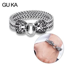 Mens Stainless Steel Bracelet Lions Head Chain Bracelet GNZ13USKLSL018 Gnzoe Jewelry