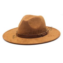 Fedora Hats для женщин 8,5 см в ширину мягкой замшевой замшевой ковбойской шляпы зимняя винтажная вечеринка Фестиваль Fance Fress Panama Jazz Caps аксессуар