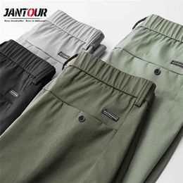Spring Summer Casual Pants Men Cotton Slim Fit Thin Fashion Grey ArmyGreen Black Comfortable Trousers Male Brand Clothing 210723