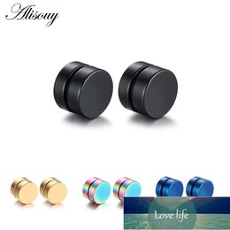 Alisouy 1 Pair Magnetic Round Stud Earrings For Men Boy 316l Stainless Steel Magnet Ear Jewellery Don't Need Ear Canal Factory price expert design Quality Latest Style