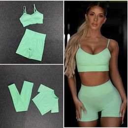 SeamlYoga Set Crop Top Short Sleeve Shirt FitnShorts Workout Clothes For Women Gym Set Sports Bra Yoga FitnSuit X0629