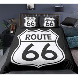 American Route 66 Bedding Set Duvet Cover With Pillowcase Comforter Cover Quilt Cover 2/3pcs US Twin Queen King Size for Kids 210317