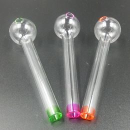 4inch Tobcco Dry Herb Colourful Oil Water Hand Glass Tube Smoking Pipes Pyrex Glass Oil Burner Pipe