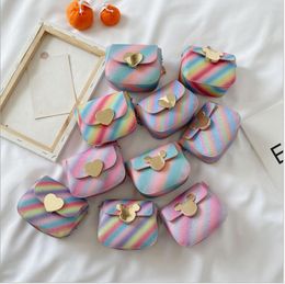 Baby Girls Cartoon Rainbow Purses Kids Heart Miky Mouse Bags Children Mini One-Shoulder Bag Two Styles