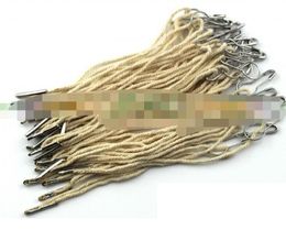 2021 4inches 1000pcs cotton beige color Garment Hang Tag String with silver pear shaped Safety Pin