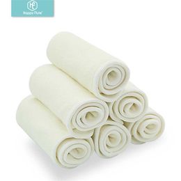 Happy Flute 5/10 pcs 4 layers Liner Insert For Baby Cloth Diaper Nappy Natural bamboo Washable 210312