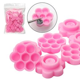 100Pcs/pack Plastic Flower Shape Eyelash Extension Glue Holder Grafting Glue Delay Cups Tattoo Adhesive Pigment Cups Beauty Tool dhl