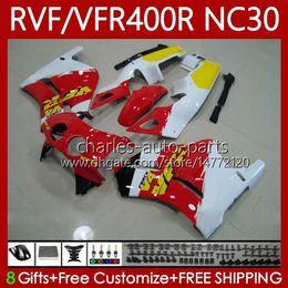 Bodywork For HONDA RVF VFR 400 RVF400 R 400RR VFR 400R VFR400R 89 90 91 1992 1993 79No.73 NC30 White red yellow V4 VFR400 R 89-93 RVF400R VFR400RR 1989 1990 1991 92 93 Fairing