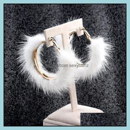 Hoop & Hie Cute Earrings Big Circle Korea Feather For Girls Fashion Bohemian Jewellery Gifts Drop Delivery 2021 Hwluk