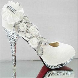 Wedding Shoes Glitter Gorgeous Bridal Evening Party Crystal High Heels Women Shoes Sexy Woman Pumps silver Bridal Shoes 34-41 X0526