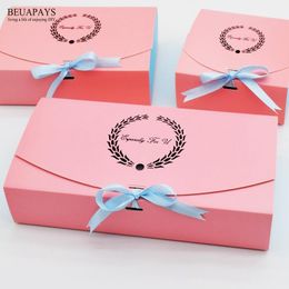 Gift Wrap 50pcs Packaging Paper Candy Box Wreath Pink Blue Colour Contrast Cake Wedding Baby Shower Birthday Party Favours Festival