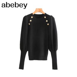 winter clothes cute knitted sweater women chic button up black sweater pullover kawaii white sweater tops korean streetwear 210218