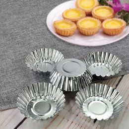 Egg Tart tool Mould Nonstick Ripple Aluminium Alloy Flower Shape Reusable Cupcake and Muffin Mould Baking Cup Tartlets Pans