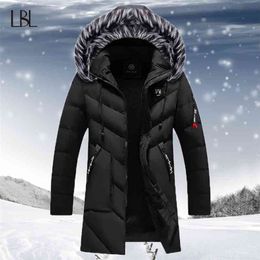 Winter Jacket Men Fashion Fur Hooded Male Parka Mens Solid Thick s Cotton Coats Man Fleece Parkas Windbreaker 210910