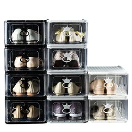 Transparent Large Hard Plastic Clear Shoe Box Detachable Folding Stackable Shoes Boxes Organiser Bins Storage Dust-proof Cabinet Thickened Moisture proof TE0017