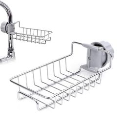 Adjustable Faucet Storage Rack Stainless Steel Kitchen Sponge Holder Shelf for Bathroom Soap Rag and Sponge Organizer Hanging Baskets