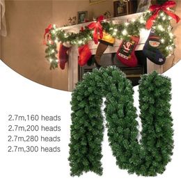 1PC 2.7m Pine Christmas Garland Decorative Green Christmas Garland Artificial Xmas Tree Rattan Banner Decoration 201017