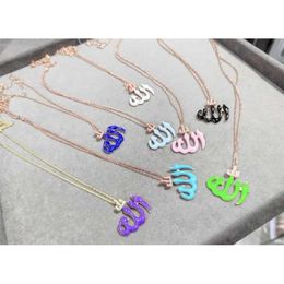 Love Trendy 925 Silver Muslim Turkish Jewelry Islamic Neon Fashion Necklace For Women Arabic Letter Candy Style Luxury Designer