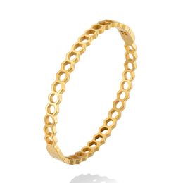 New High Quality Beehive Shaped Design 18 K Stainless Steel Bracelets For Women Popular Minimalist Bangles Gold Colour Jewellery