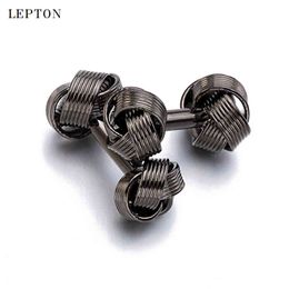 Black Knot Cufflinks for men fashion metal knot design Cuff links Lepton top quality copper knots cufflink gemelos