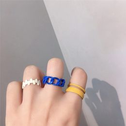 2021 New Trendy Colorful Dripping oil Geometric Rings Hand-painted Irregular Open Rings for Women Party Jewelry Charm Rings Gift