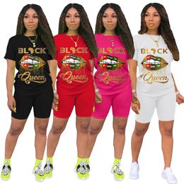 692.Women's tracksuits stylist print T-shirt shorts pants two piece set high quality black and white yellow red multi Colour short sleeve S-XXL